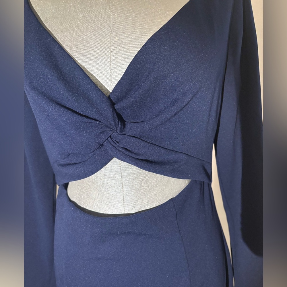 Dress The Population Jade Cut Out Long Sleeves  Cocktail Mini Dress Navy large - Picture 5 of 11